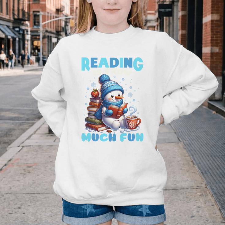 Reading Is Snow Much Fun Christmas Xmas Book Reading Youth Crewneck Sweatshirt