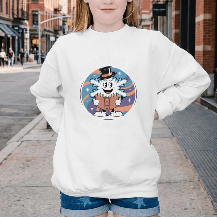 Reading Is Snow Much Fun Snowflake Top Hat Book Fan Winter Youth Crewneck Sweatshirt Reading Is Snow Much Fun Snowflake Top Hat Book Fan Winter Youth Crewneck Sweatshirt