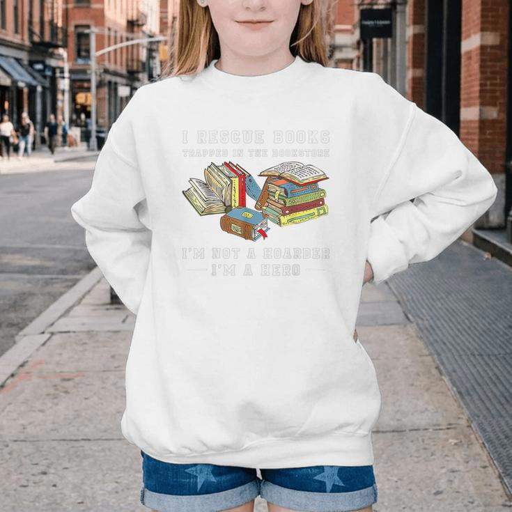 I Rescue Book Trapped In The Bookstore I'm Not A Hoarder Premium Tri-Blend Youth Crewneck Sweatshirt