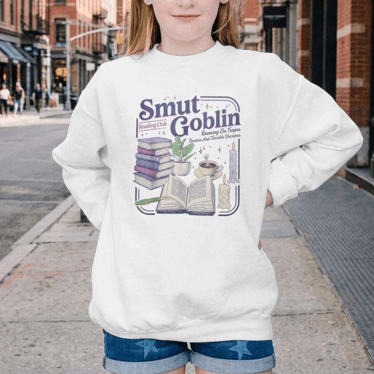 Smut Goblin Reading Club Book Lover Dark Academia Youth Crewneck Sweatshirt