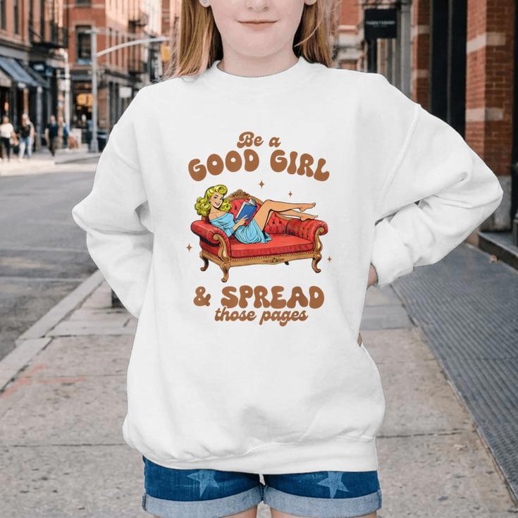 Smut Reader Be A Good Girl & Spread Those Pages Spicy Book Youth Crewneck Sweatshirt Smut Reader Be A Good Girl & Spread Those Pages Spicy Book Youth Crewneck Sweatshirt
