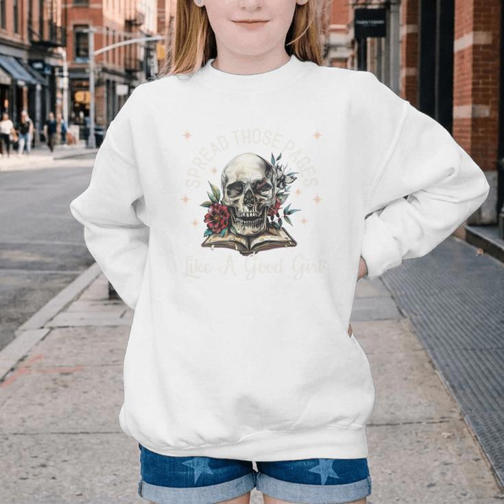 Spread Those Pages Like A Good Girl Dark Romance Smutt Books Youth Crewneck Sweatshirt