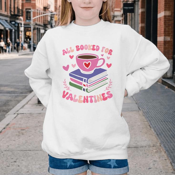 Valentines All Booked For Valentines Book Lovers Teacher Kid Premium Youth Crewneck Sweatshirt