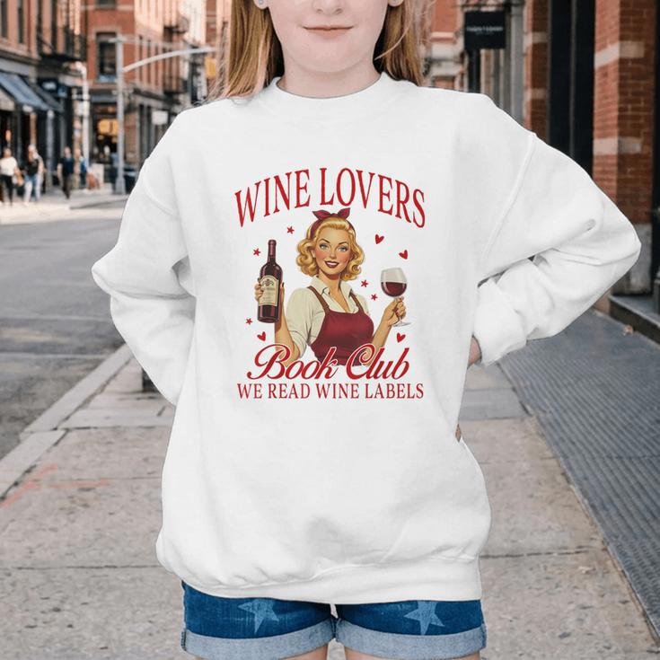 Valentine’s Day Wine Lovers Book Club We Read Wine Labels Youth Crewneck Sweatshirt