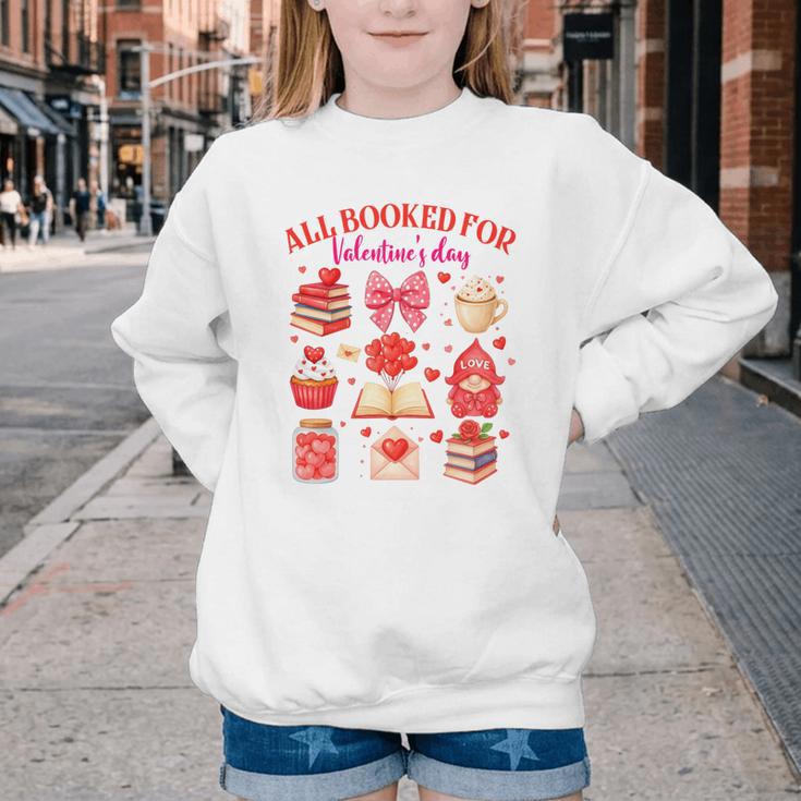 Valentines Reading Book Lover All Booked For Valentine's Day Youth Crewneck Sweatshirt