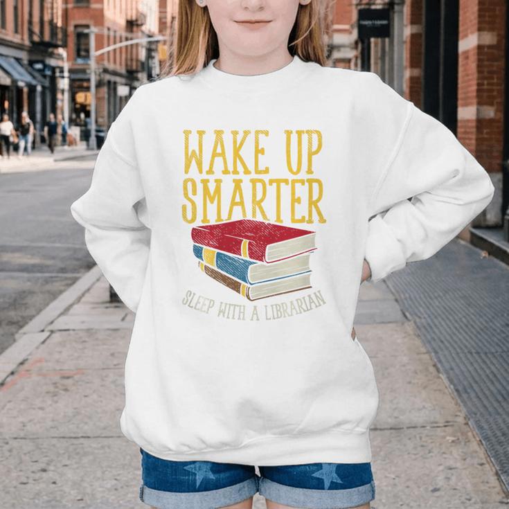 Wake Up Smarter Librarian Book Stack Premium Tri-Blend Youth Crewneck Sweatshirt