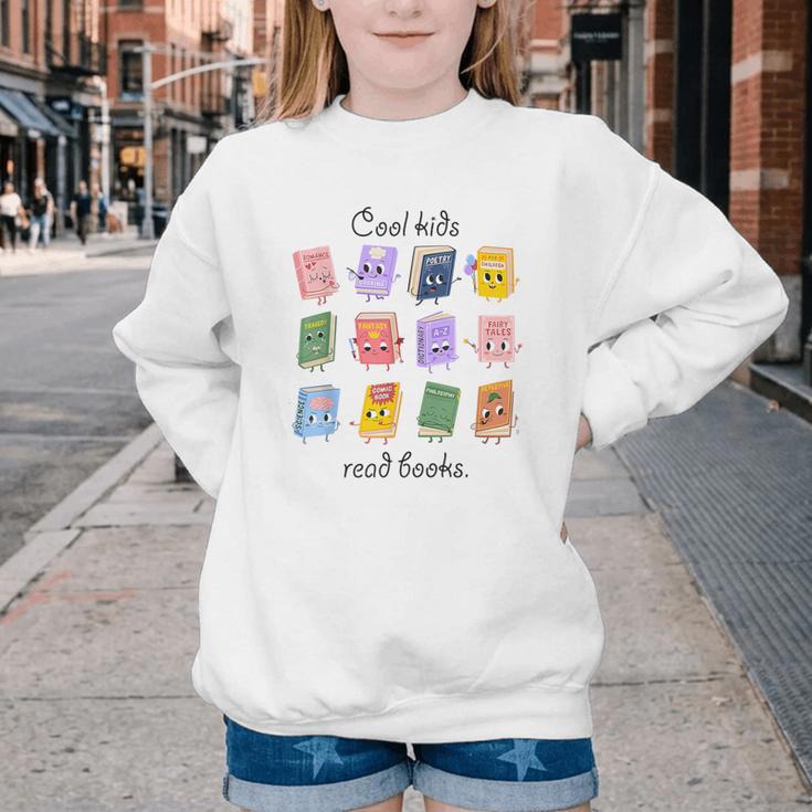 Women Cool Kids Read Books Teacher Back To School Librarian Youth Crewneck Sweatshirt