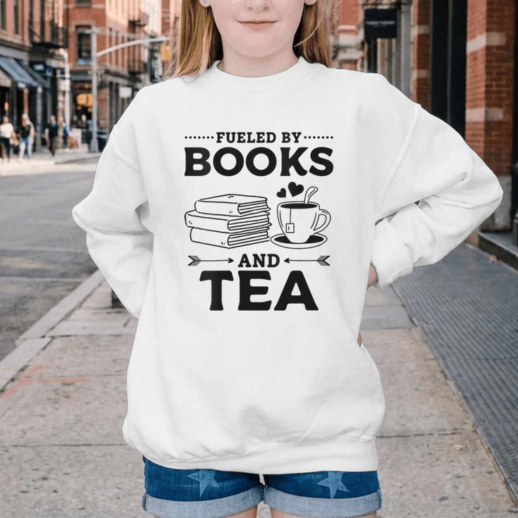 Women's Fueled By Books And Tea Book Lover Bookworm Reading Books Youth Crewneck Sweatshirt