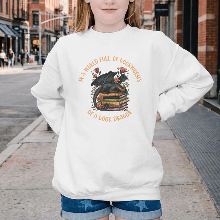 In A World Full Of Bookworms Be A Book Dragon Book Lover Youth Crewneck Sweatshirt In A World Full Of Bookworms Be A Book Dragon Book Lover Youth Crewneck Sweatshirt
