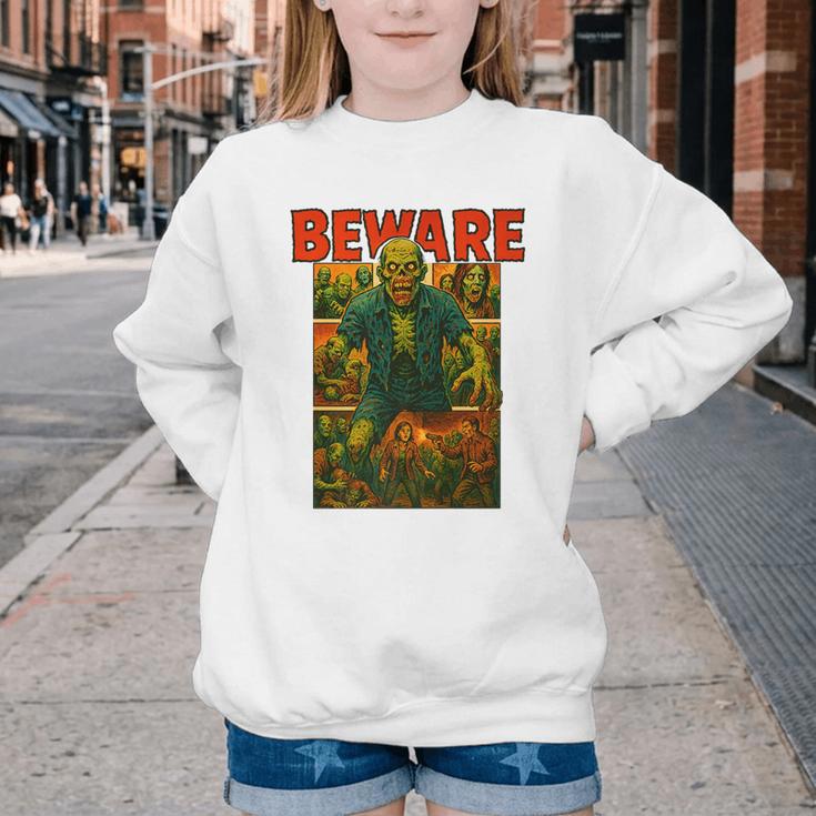 Zombie Tee Horror Movie Poster Vintage Comic Book Graphic Premium Youth Crewneck Sweatshirt Zombie Tee Horror Movie Poster Vintage Comic Book Graphic Premium Youth Crewneck Sweatshirt