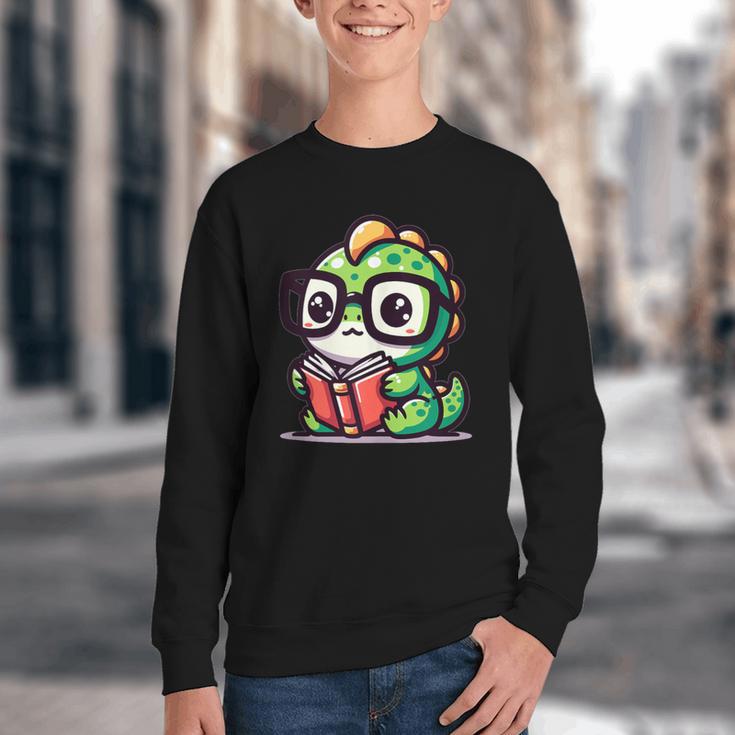 Adorable Book Lover Iguana With Reading Glasses Cute Youth Crewneck Sweatshirt Adorable Book Lover Iguana With Reading Glasses Cute Youth Crewneck Sweatshirt