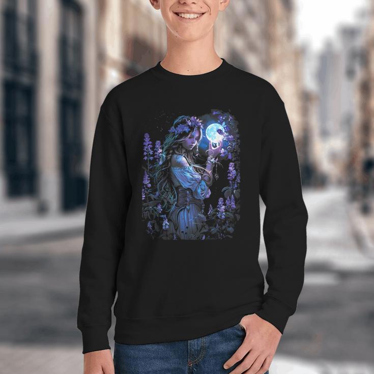 Book Fantasy Art Beautiful Elf Princess Fairy Youth Crewneck Sweatshirt Book Fantasy Art Beautiful Elf Princess Fairy Youth Crewneck Sweatshirt