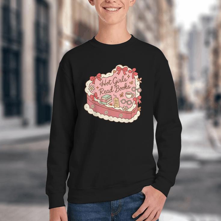 Book Lover Hot Girls Read Books Tee Youth Crewneck Sweatshirt