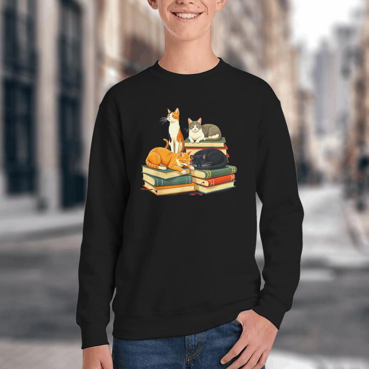 Bookish Cat Lover Cute Reading Squad Books & Kittens Love Youth Crewneck Sweatshirt Bookish Cat Lover Cute Reading Squad Books & Kittens Love Youth Crewneck Sweatshirt