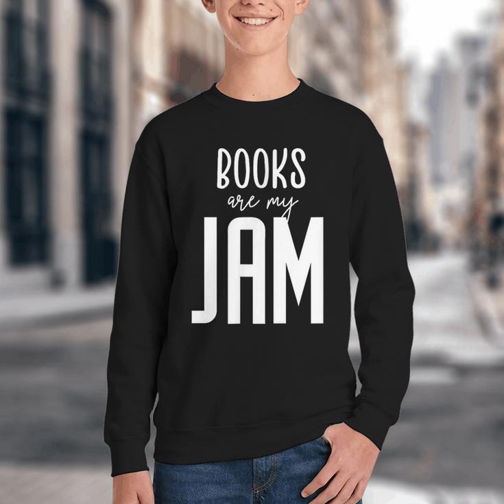 Books Are My Jam Graphic For Introverts Youth Crewneck Sweatshirt