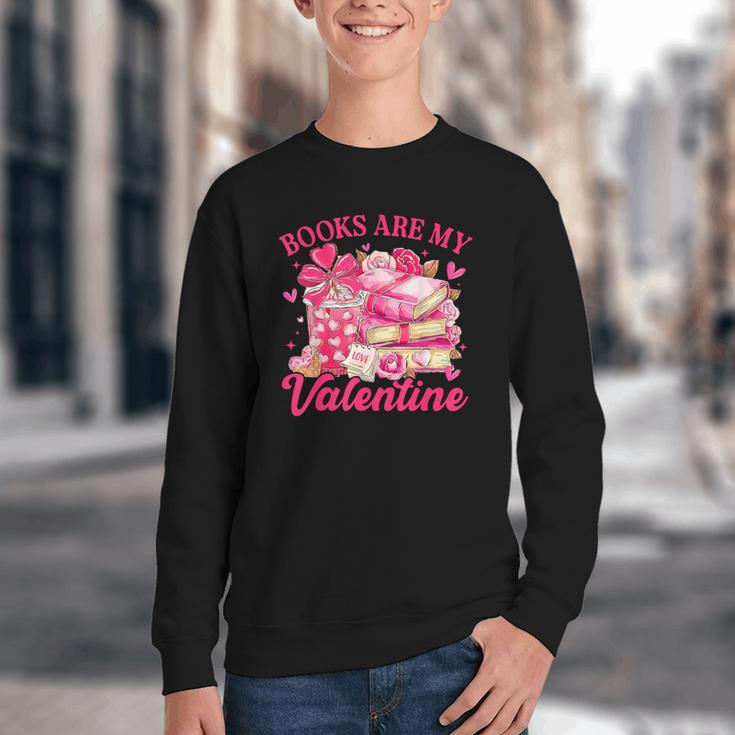 Books Are My Valentine Book Lover Heart Matching Party Youth Crewneck Sweatshirt Books Are My Valentine Book Lover Heart Matching Party Youth Crewneck Sweatshirt