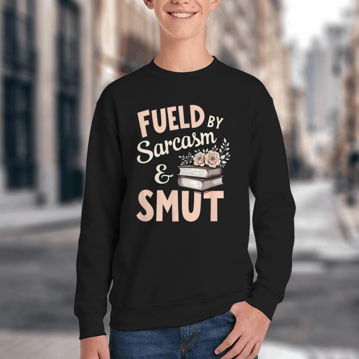 Bookworm Fueled By Sarcasm And Smut Book Reading Youth Crewneck Sweatshirt