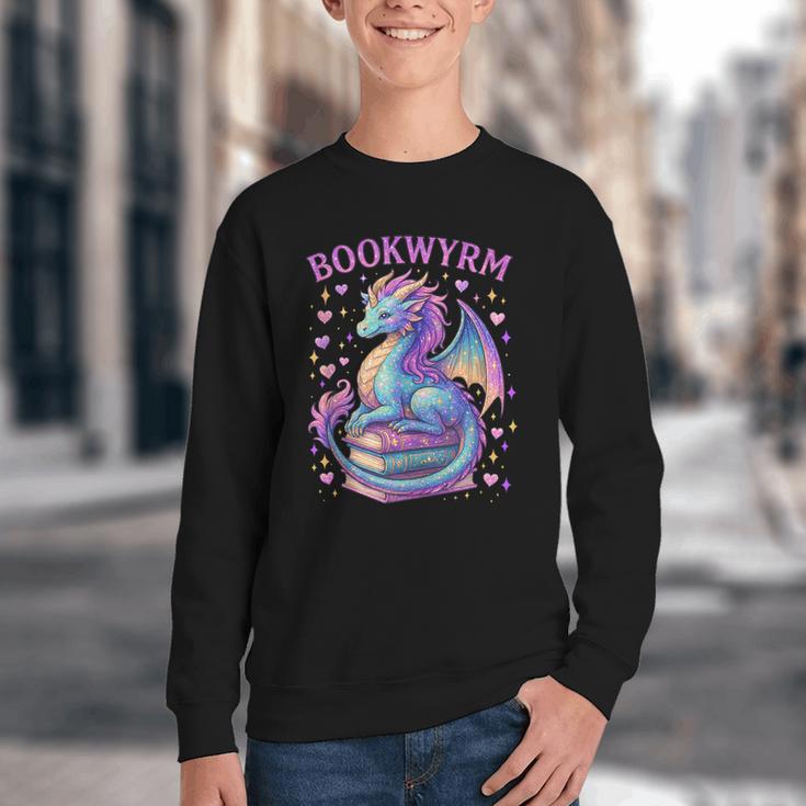 Bookwyrm Just a Girl Who Loves Dragons Books Dragon Reader Youth Crewneck Sweatshirt
