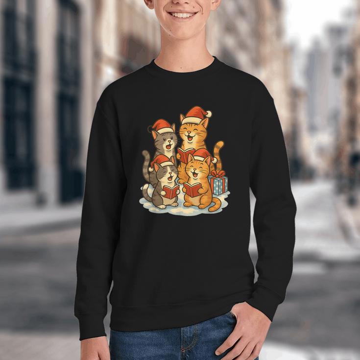 Cats Reading Books Christmas Tree Youth Crewneck Sweatshirt Cats Reading Books Christmas Tree Youth Crewneck Sweatshirt