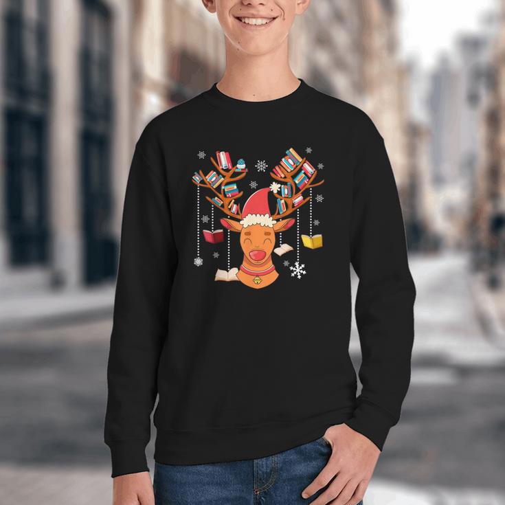 Christmas Librarian Reindeer Xmas Book Teachers Love Reading Youth Crewneck Sweatshirt Christmas Librarian Reindeer Xmas Book Teachers Love Reading Youth Crewneck Sweatshirt