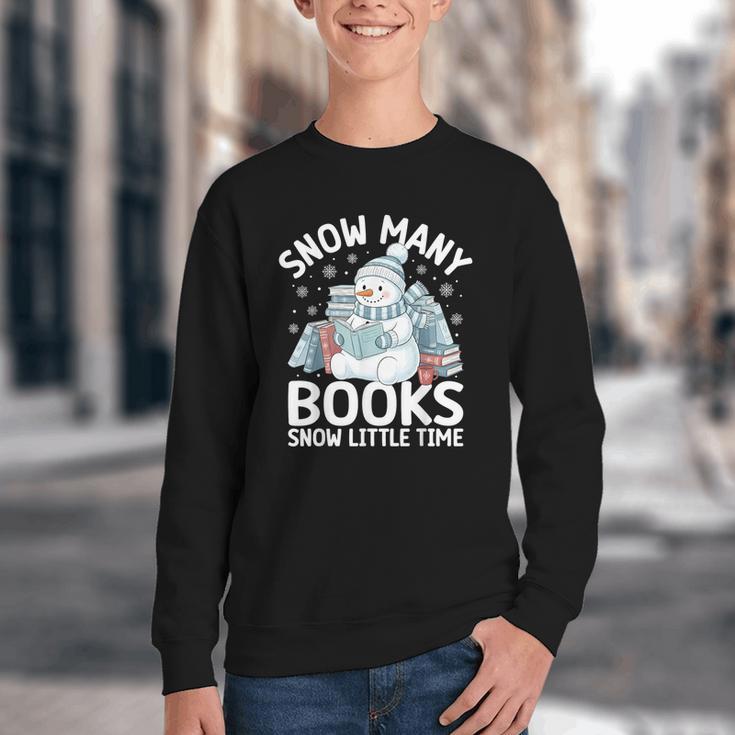 Christmas Reading Snowman So Many Books Men Women Kids Youth Crewneck Sweatshirt Christmas Reading Snowman So Many Books Men Women Kids Youth Crewneck Sweatshirt