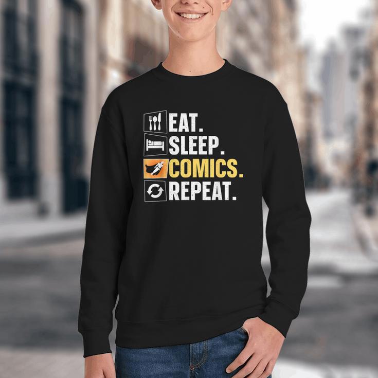 Comic Book Comic Stuff & Accessories -Adult Small Modern Letter Print Crew Collar Short Sleeve T-Shirt Youth Crewneck Sweatshirt
