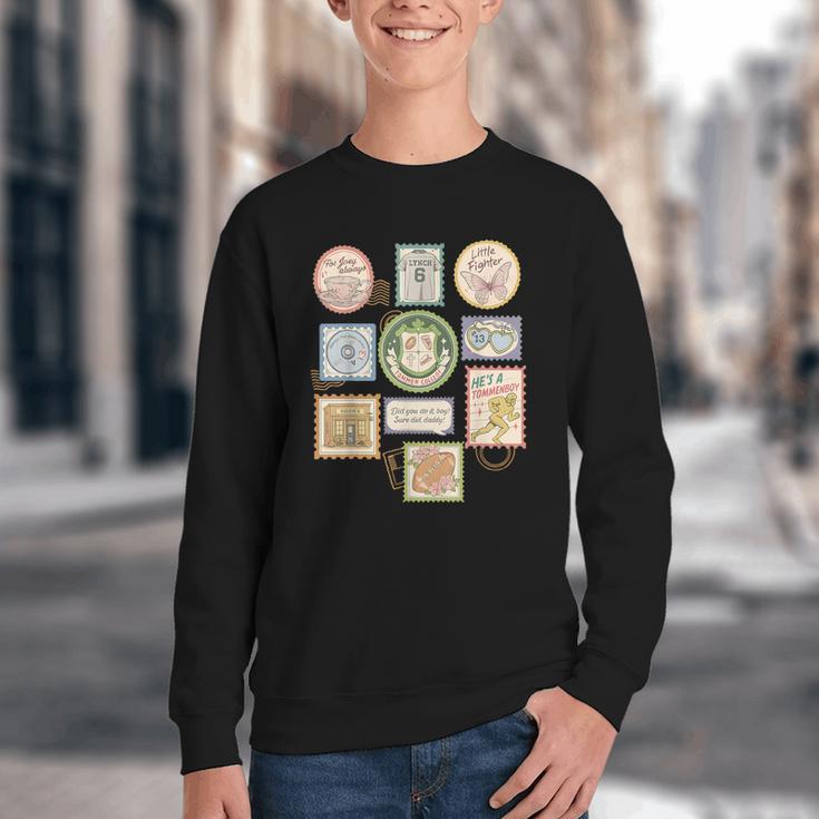 Coquette Boys Of Tommen Books Stamp Tommen College Tees Youth Crewneck Sweatshirt Coquette Boys Of Tommen Books Stamp Tommen College Tees Youth Crewneck Sweatshirt