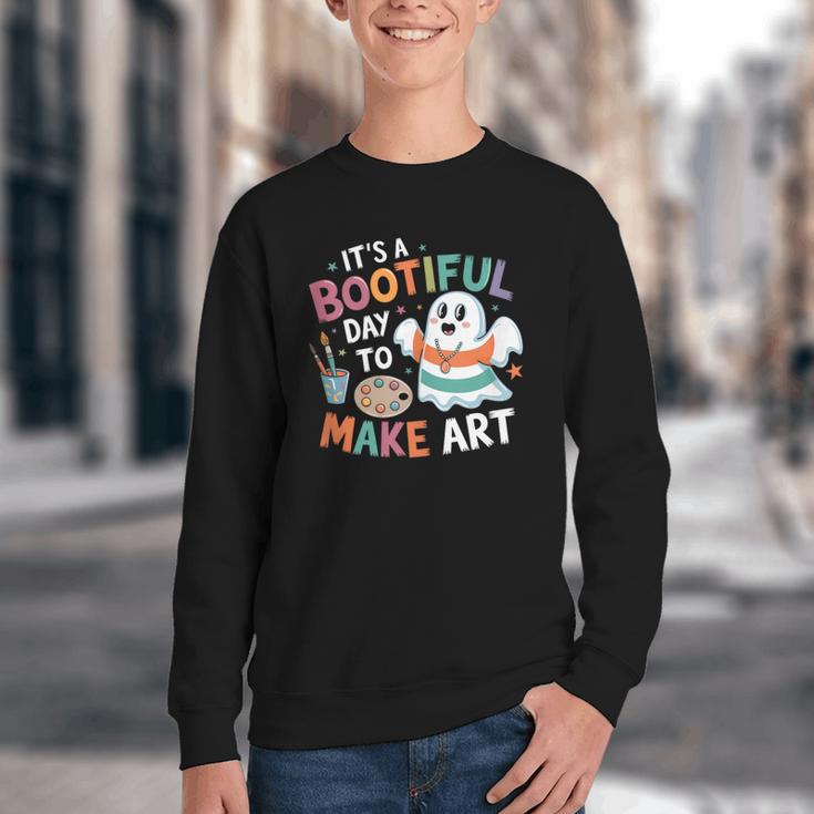 Cute Ghost Book Halloween Spooky Boo School Art Teacher Youth Crewneck Sweatshirt Cute Ghost Book Halloween Spooky Boo School Art Teacher Youth Crewneck Sweatshirt