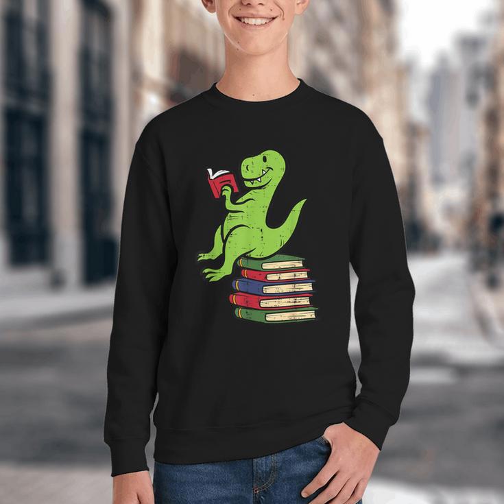 Dino Reading Read Reading Librarian Book Men Boys Kids Youth Crewneck Sweatshirt Dino Reading Read Reading Librarian Book Men Boys Kids Youth Crewneck Sweatshirt