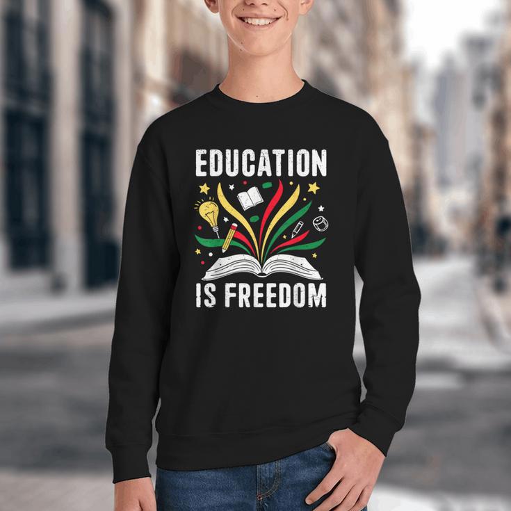 Education Is Freedom Books History Teacher Kids Youth Crewneck Sweatshirt