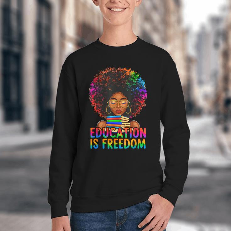 Education Is Freedom Teacher Books History Month Youth Crewneck Sweatshirt