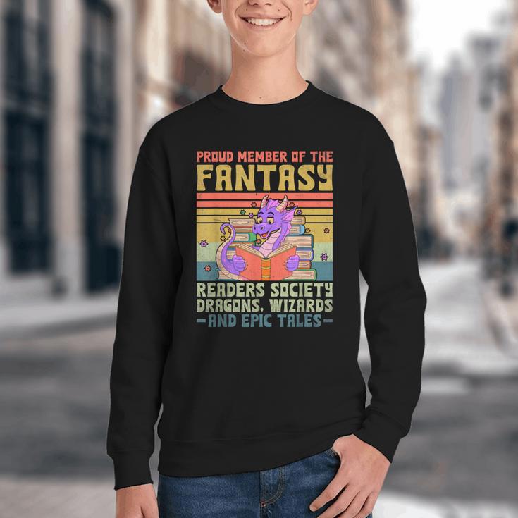 Fantasy Reader Society Reading Book Retro Bookworm Reader Youth Crewneck Sweatshirt