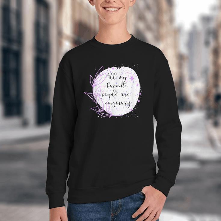 All My Favorite People Are Imaginary Book Lover Idea Youth Crewneck Sweatshirt