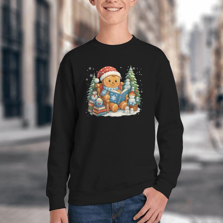 Gingerbread Reading Book Lovers Christmas Bookworm Librarian Youth Crewneck Sweatshirt Gingerbread Reading Book Lovers Christmas Bookworm Librarian Youth Crewneck Sweatshirt
