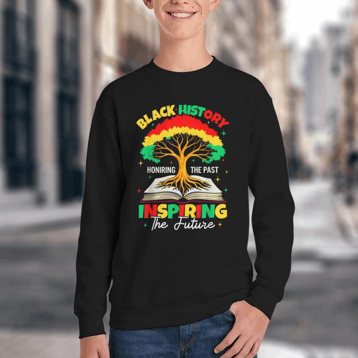 Honoring Past Inspiring Future History Month Book Tree Youth Crewneck Sweatshirt