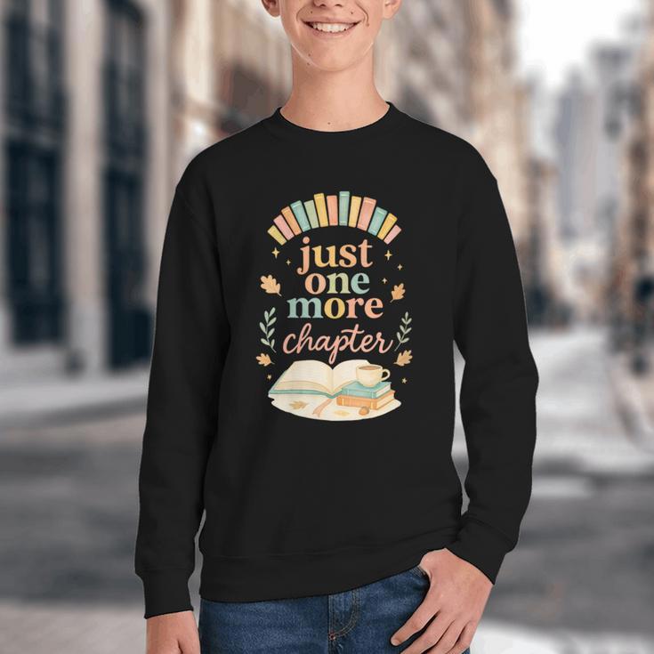Just One More Chapter Cozy Book Lover Reading & Coffee Youth Crewneck Sweatshirt