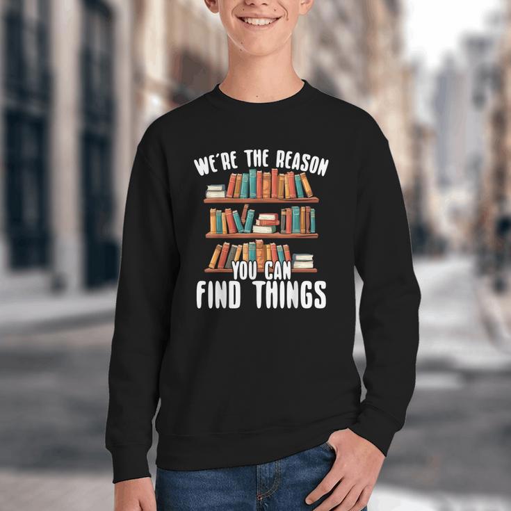 Librarian Reading Books Lover Library Youth Crewneck Sweatshirt