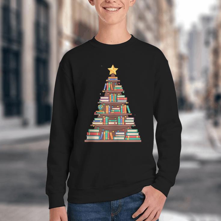 Literary Book Tree Bookish Shelf Art For Avid Readers Youth Crewneck Sweatshirt