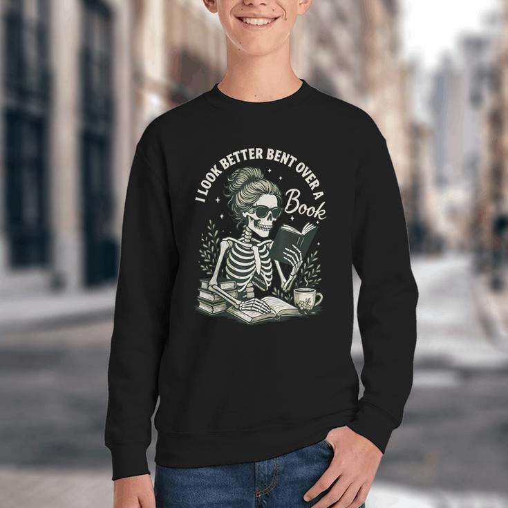 I Look Better Bent Over A Book Youth Crewneck Sweatshirt