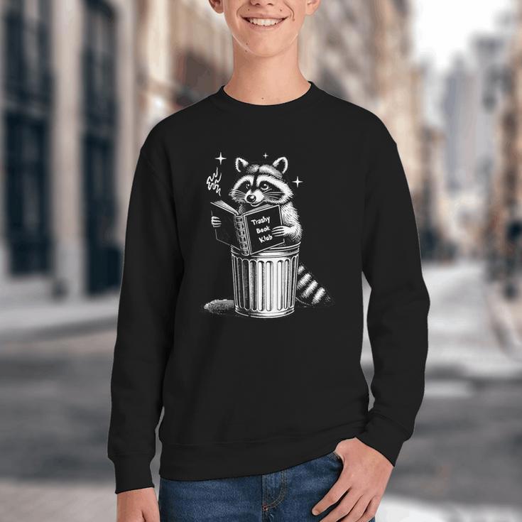 I Love Trashy Book Club Raccoon No Shelf Control Weirdcore Youth Crewneck Sweatshirt I Love Trashy Book Club Raccoon No Shelf Control Weirdcore Youth Crewneck Sweatshirt