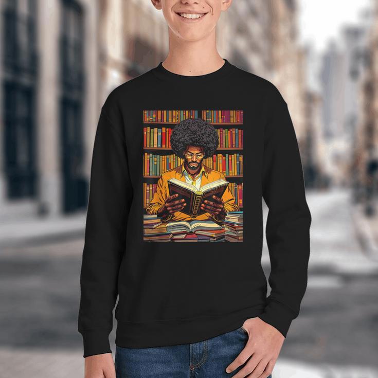 Man Reading Book Black History Month Book Lover Afro Youth Crewneck Sweatshirt Man Reading Book Black History Month Book Lover Afro Youth Crewneck Sweatshirt