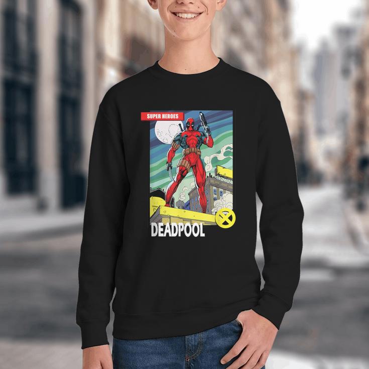 Marvel Comics Deadpool Vintage Book Art Youth Crewneck Sweatshirt