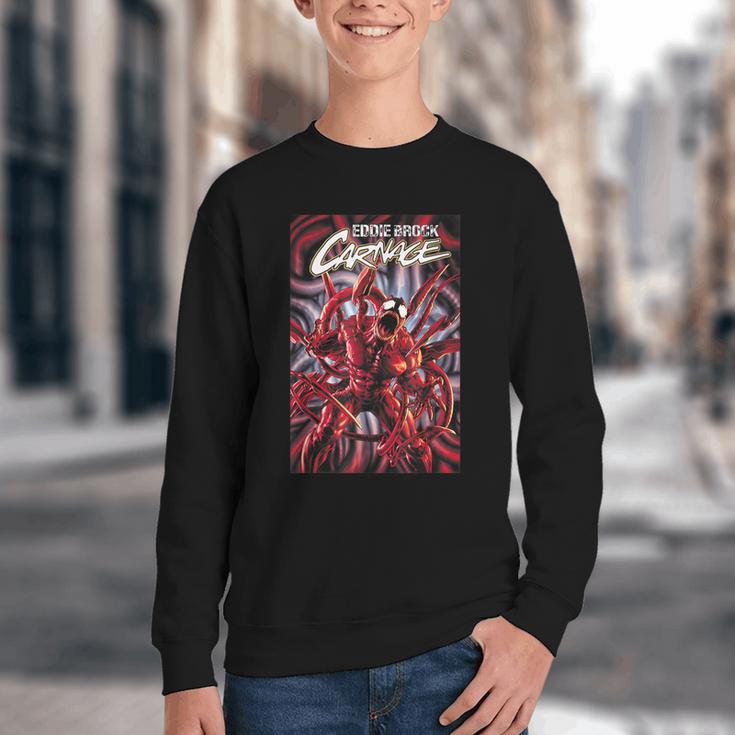 Marvel Spider-Man Eddie Brock Carnage Comic Book Cover Youth Crewneck Sweatshirt Marvel Spider-Man Eddie Brock Carnage Comic Book Cover Youth Crewneck Sweatshirt