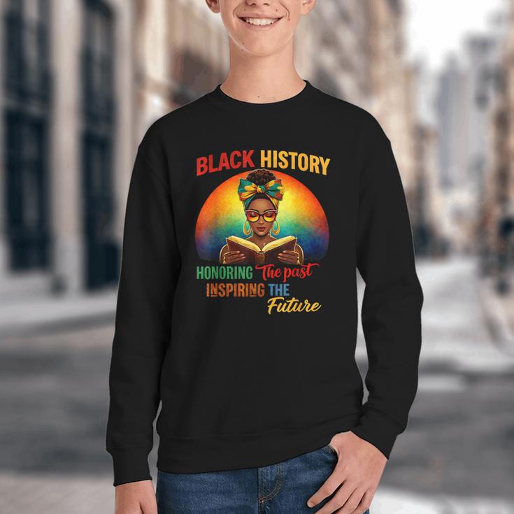 Melanin Honoring Past Inspiring Pride Book Month Youth Crewneck Sweatshirt