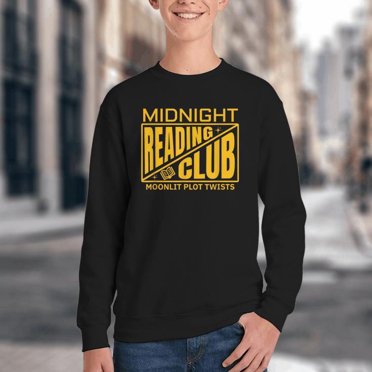 Midnight Reading Club Night Owl Book Readers Youth Crewneck Sweatshirt