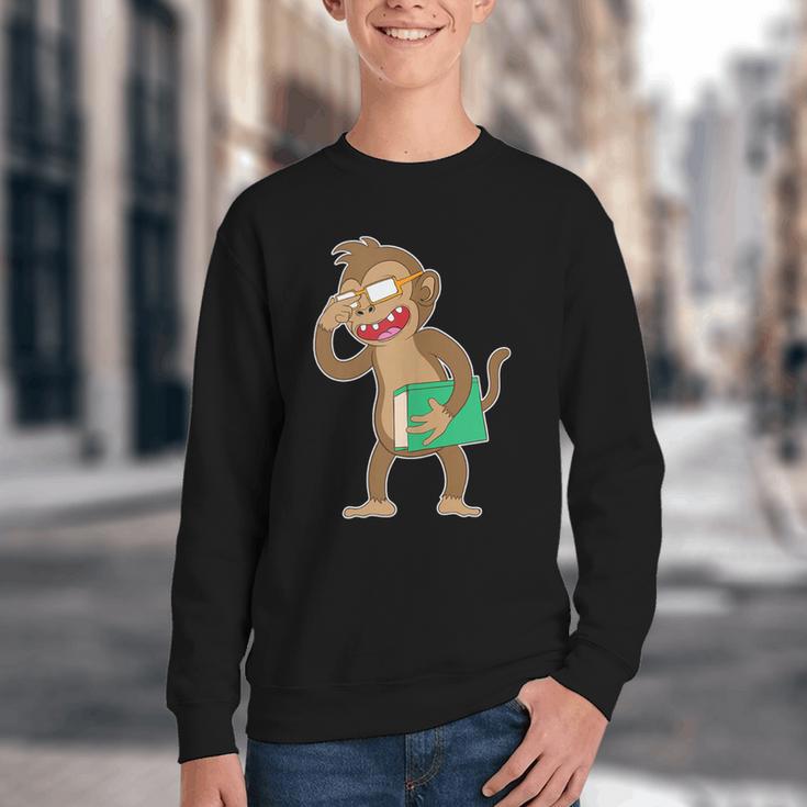 Monkey With a Book Youth Crewneck Sweatshirt