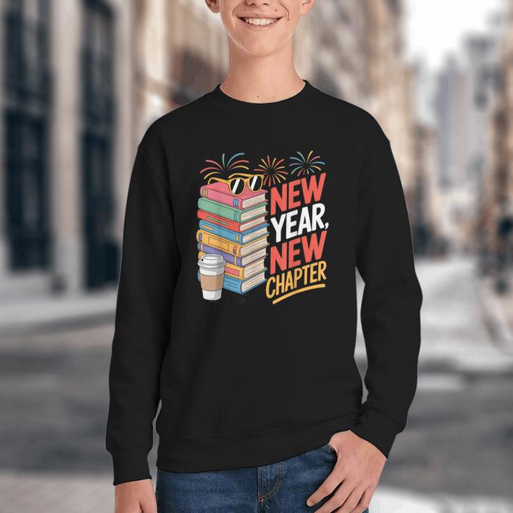 New Year New Chapter Book Lover Reader Youth Crewneck Sweatshirt