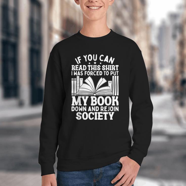 If You Can Read This For Book Lovers Reading Youth Crewneck Sweatshirt If You Can Read This For Book Lovers Reading Youth Crewneck Sweatshirt