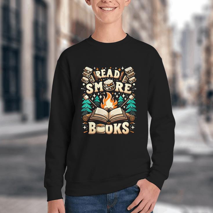 Read More Books Camping Outdoors Travel Campfire Smores Youth Crewneck Sweatshirt