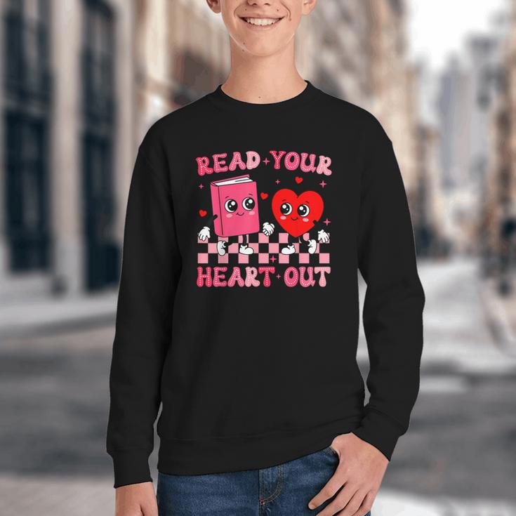 Read Your Heart Out Cute Reading Book Lover Youth Crewneck Sweatshirt
